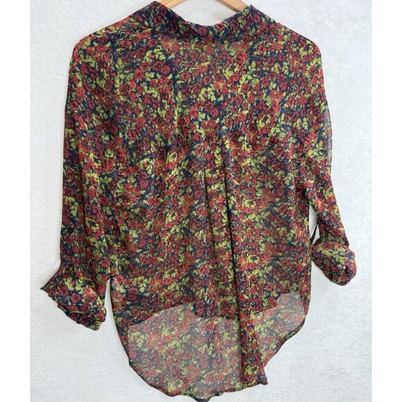 Free People Women's Floral Sheer Button Up Blouse Size XS - Picture 8 of 8